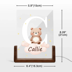 Lampe LED Acrylique Personnalisée avec Lettre et Animal – Cadeau Unique pour Enfants