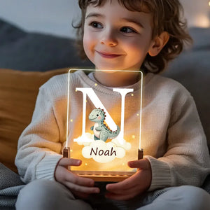 Lampe LED Acrylique Personnalisée avec Lettre et Animal – Cadeau Unique pour Enfants