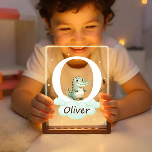 Lampe LED Acrylique Personnalisée avec Lettre et Animal – Cadeau Unique pour Enfants