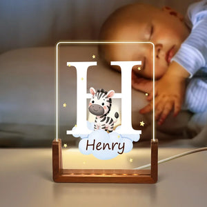 Lampe LED Acrylique Personnalisée avec Lettre et Animal – Cadeau Unique pour Enfants
