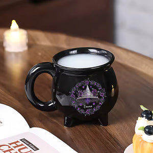 Mug Chaudron Personnalisé – Chapeau de Sorcière & Fleurs Magiques