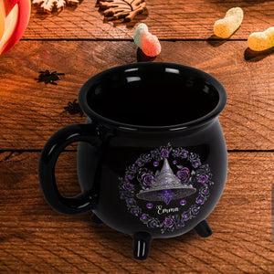 Mug Chaudron Personnalisé – Chapeau de Sorcière & Fleurs Magiques