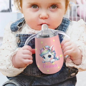 Tasse à Bec Isolée 300 ml Personnalisée avec Nom et Motif d'Animal Design