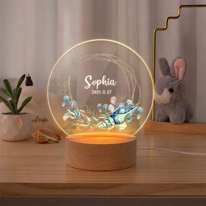 Veilleuse LED Acrylique Personnalisée – Prénom et Date avec Motif les créatures marines