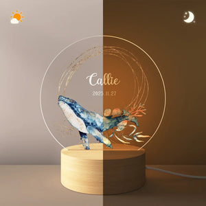 Veilleuse LED Acrylique Personnalisée – Prénom et Date avec Motif les créatures marines