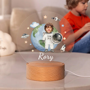 Lampe LED Personnalisée Astronaute avec Photo – Cadeau Unique pour Enfant