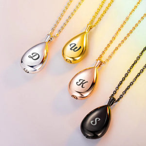 Collier Urne Funéraire Personnalisé en Forme de Petite Goutte avec Texte Gravé – Bijou Minimaliste Souvenir pour Femme