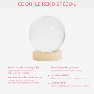 Lampe de nuit en cristal personnalisée avec photo - Le cadeau parfait pour maman