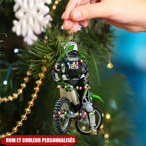 Ornement de Noël Personnalisée Motocross Rider – Cadeau Unique pour Motards