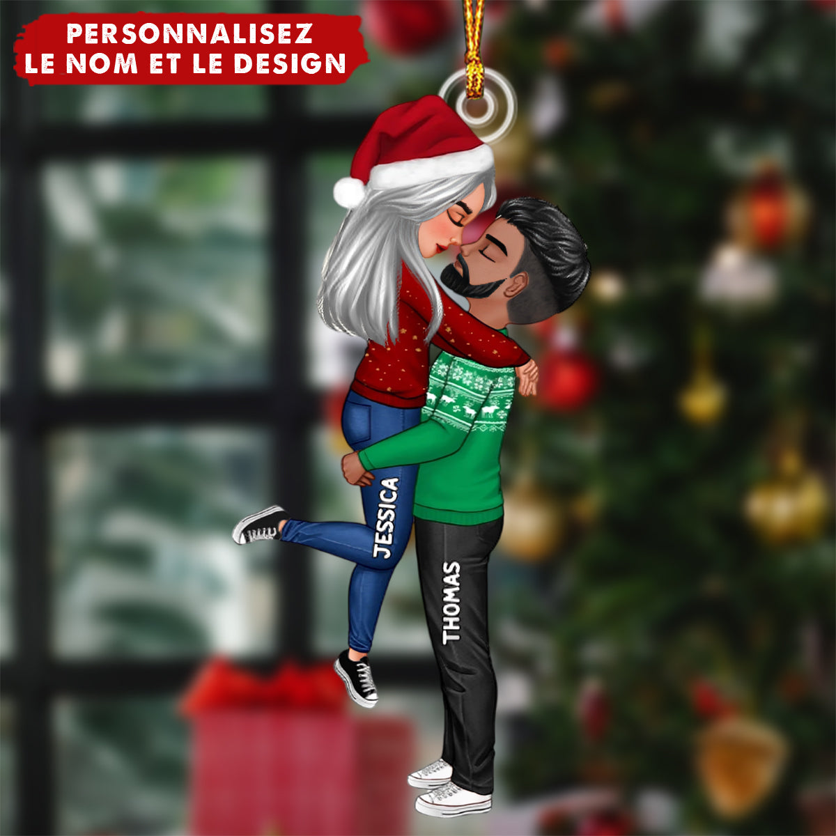 Ornement de Noël Couple Personnalisé – Cadeau Romantique pour Couples