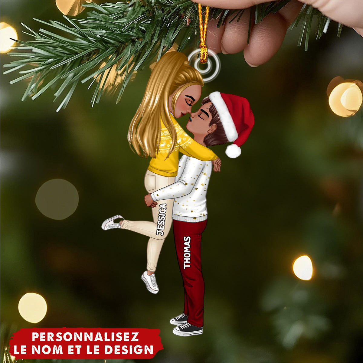 Ornement de Noël Couple Personnalisé – Cadeau Romantique pour Couples