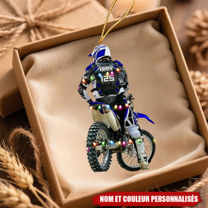 Ornement de Noël Personnalisée Motocross Rider – Cadeau Unique pour Motards