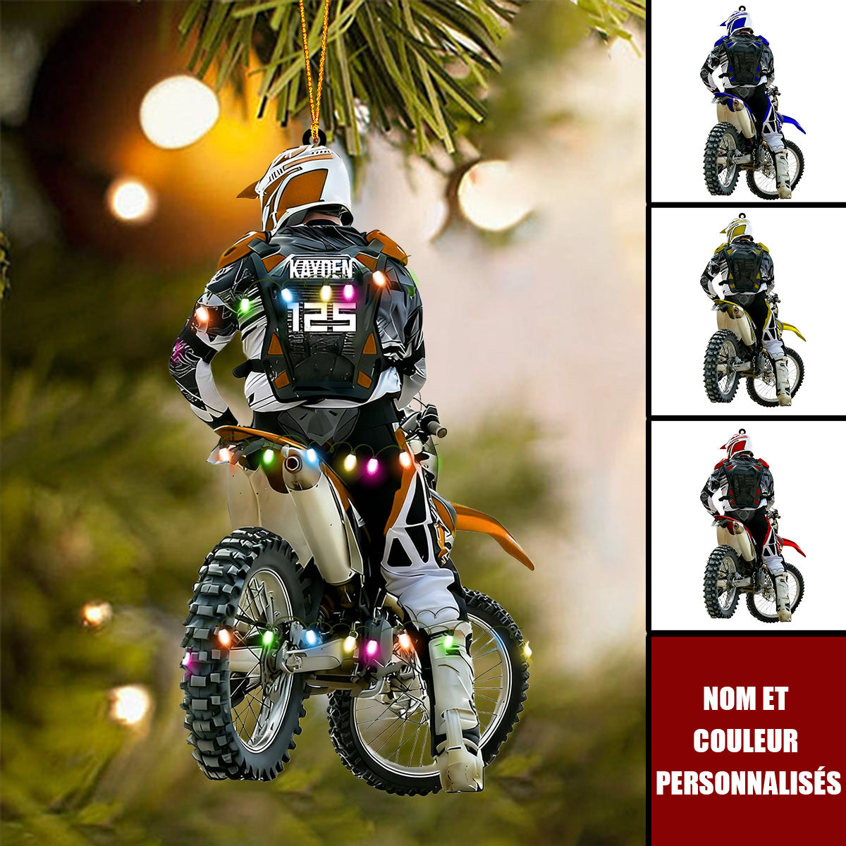 Ornement de Noël Personnalisée Motocross Rider – Cadeau Unique pour Motards