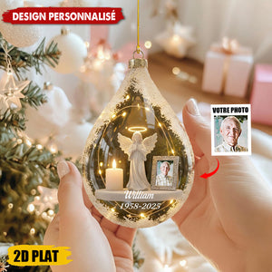 Ornement de Noël Mémoriale – Photo & Dates Personnalisées