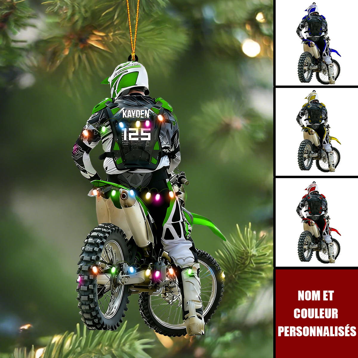 Ornement de Noël Personnalisée Motocross Rider – Cadeau Unique pour Motards