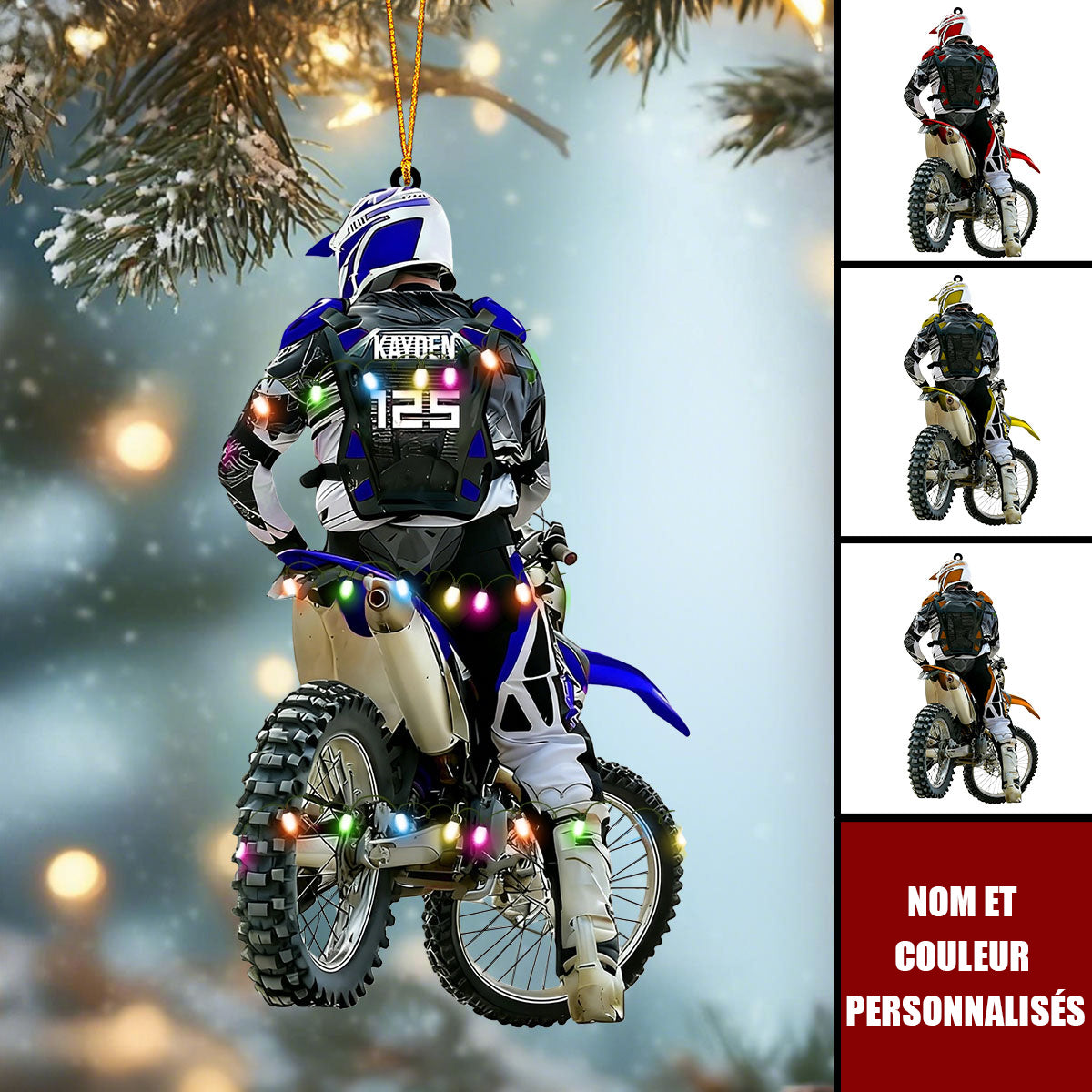 Ornement de Noël Personnalisée Motocross Rider – Cadeau Unique pour Motards