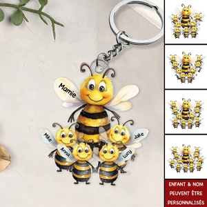 Porte-Clés Abeilles Personnalisé – “Mamie et ses Petites Abeilles”