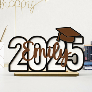 Plaque en Bois Personnalisée avec Prénom – Souvenir de Remise de Diplôme 2025