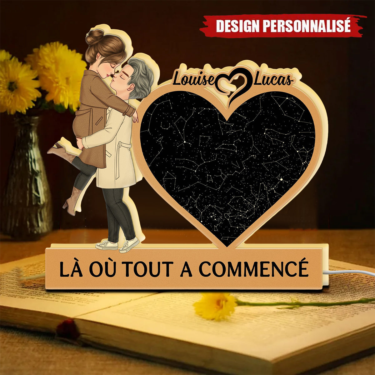 Boîte Lumineuse Acrylique Personnalisée - Souvenir Romantique et Cadeau Unique