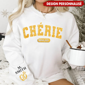 Sweatshirt Unisexe Personnalisé avec Motif sur la Manche – Cadeau d’Anniversaire ou de Mariage pour Mari et Femme