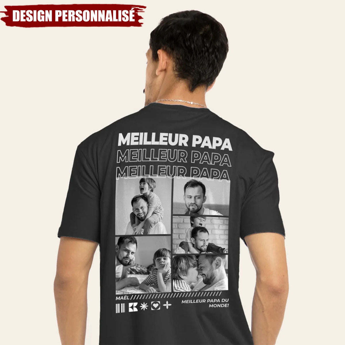 T-shirt Personnalisé pour Papa – Photo & Message Unique