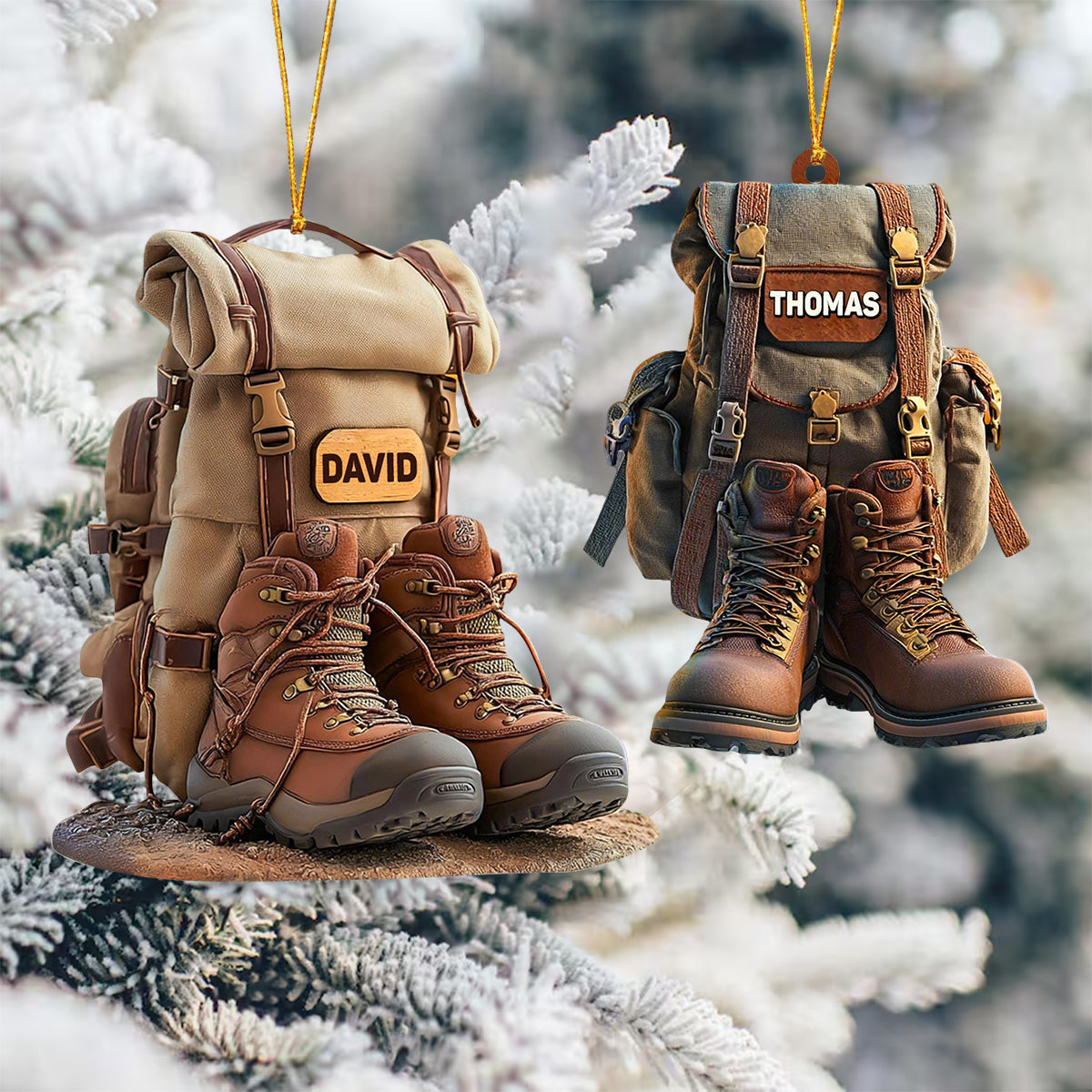 Ornement Personnalisé Sac à Dos & Bottes de Randonnée – Cadeau Aventurier