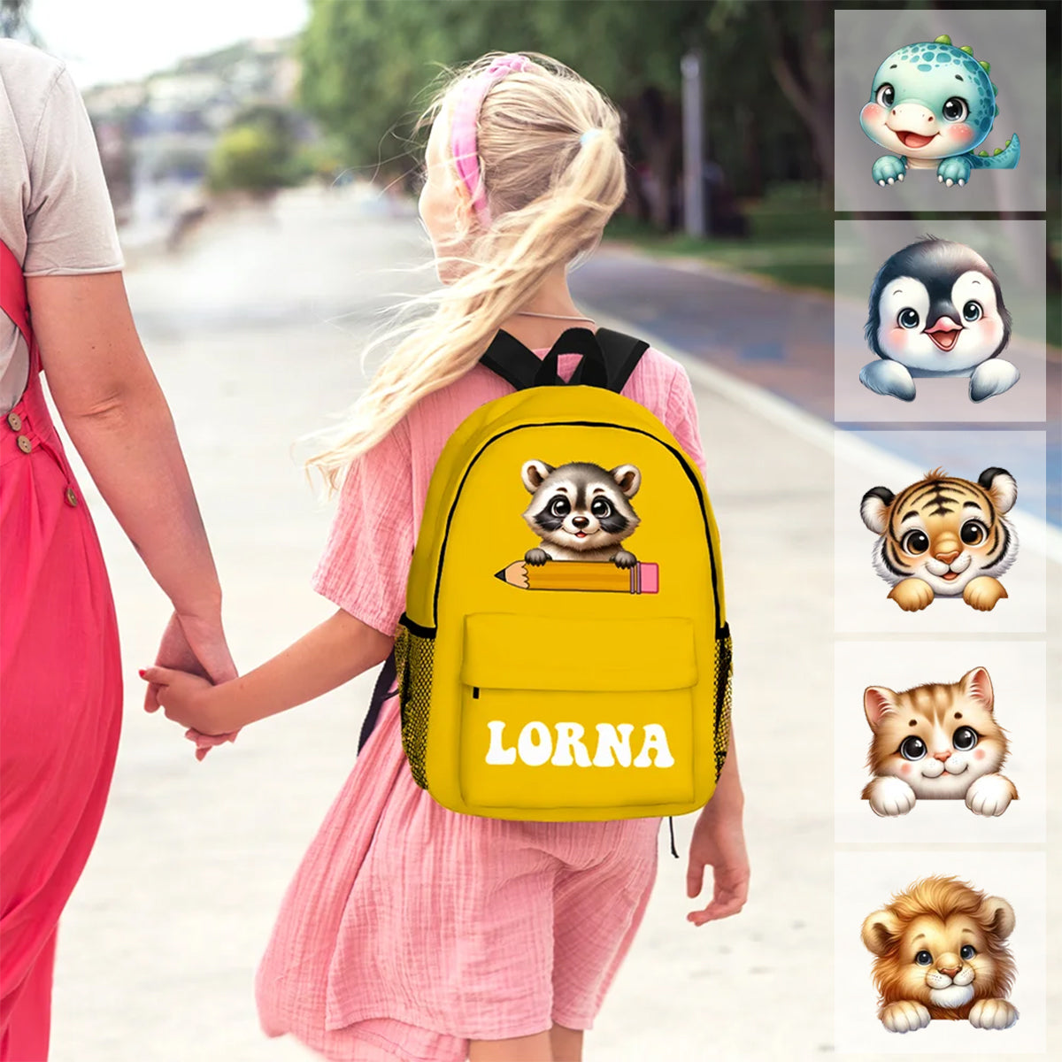 Sac à dos enfant personnalisé avec motif animal mignon – Cartable avec prénom