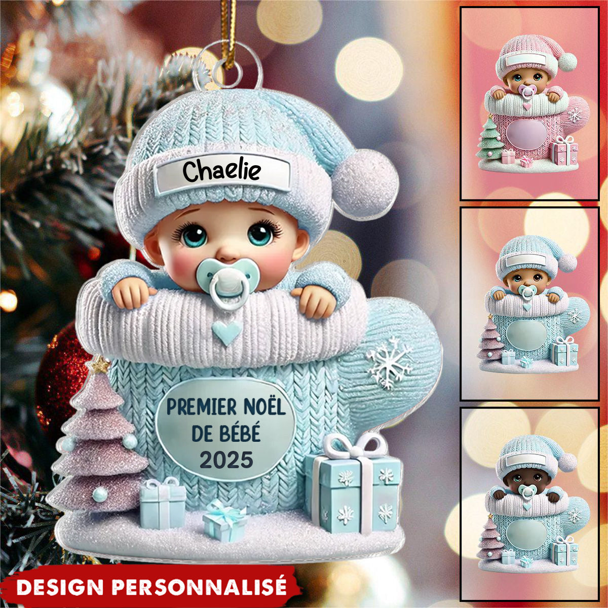 Décoration de Noël Personnalisée Ornement Acrylique  - Premier Noël de Bébé