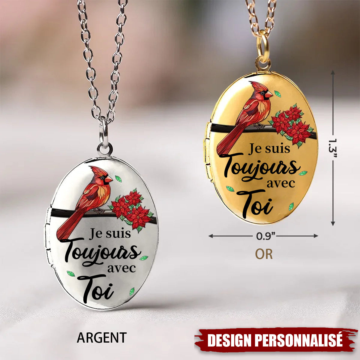 "Je suis toujours avec toi" —Collier Médaillon Personnalisé Cadeau avec photo personnalisée