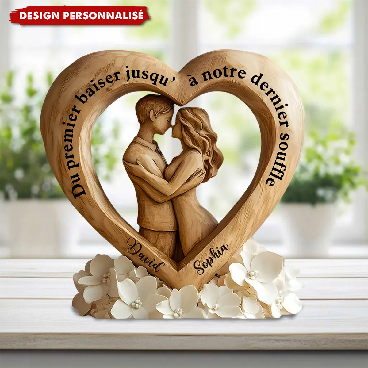 Plaque Acrylique Cœur Personnalisée – Du premier baiser au dernier souffle
