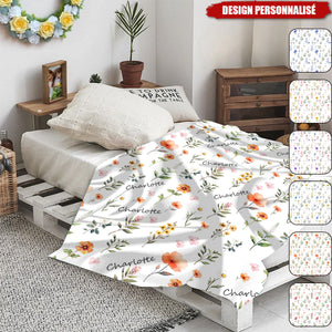 Couverture Personnalisée à Motifs Floraux – Cadeau Doux et Élégant pour Enfants, Bébés ou Adultes