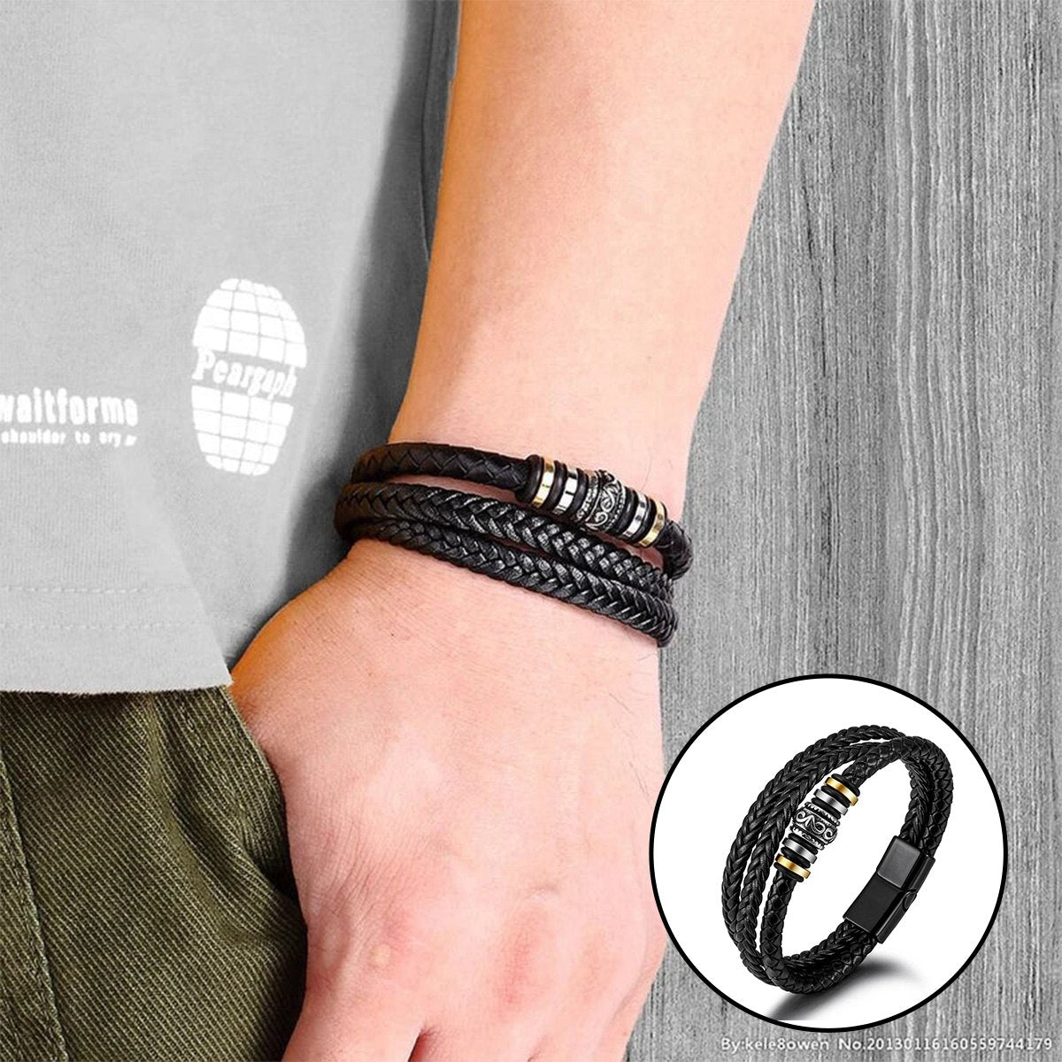 Bracelet en Cuir Personnalisé - Cadeau Émotionnel pour Fils