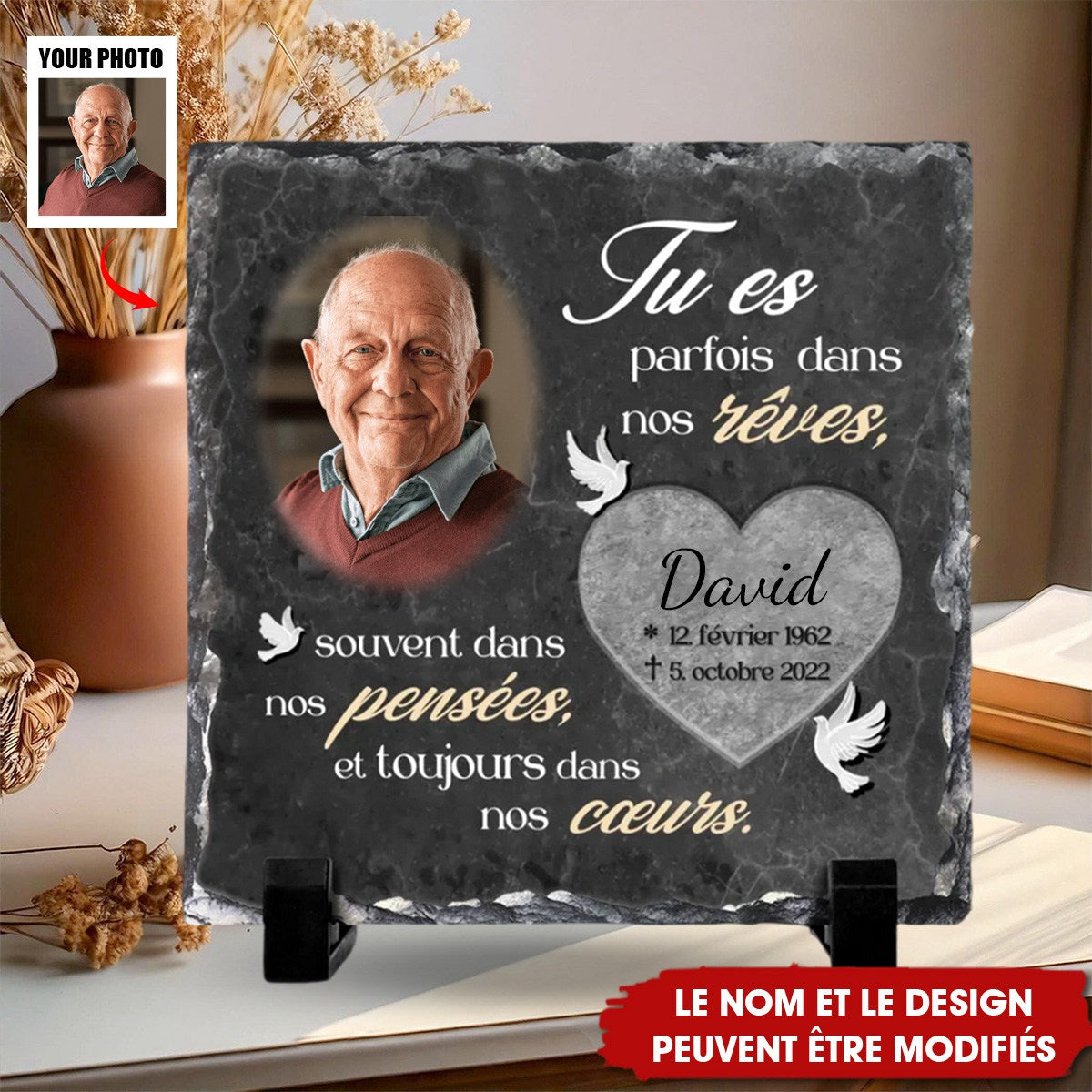 Plaque Commémorative Personnalisée en Ardoise - Hommage à un Être Cher