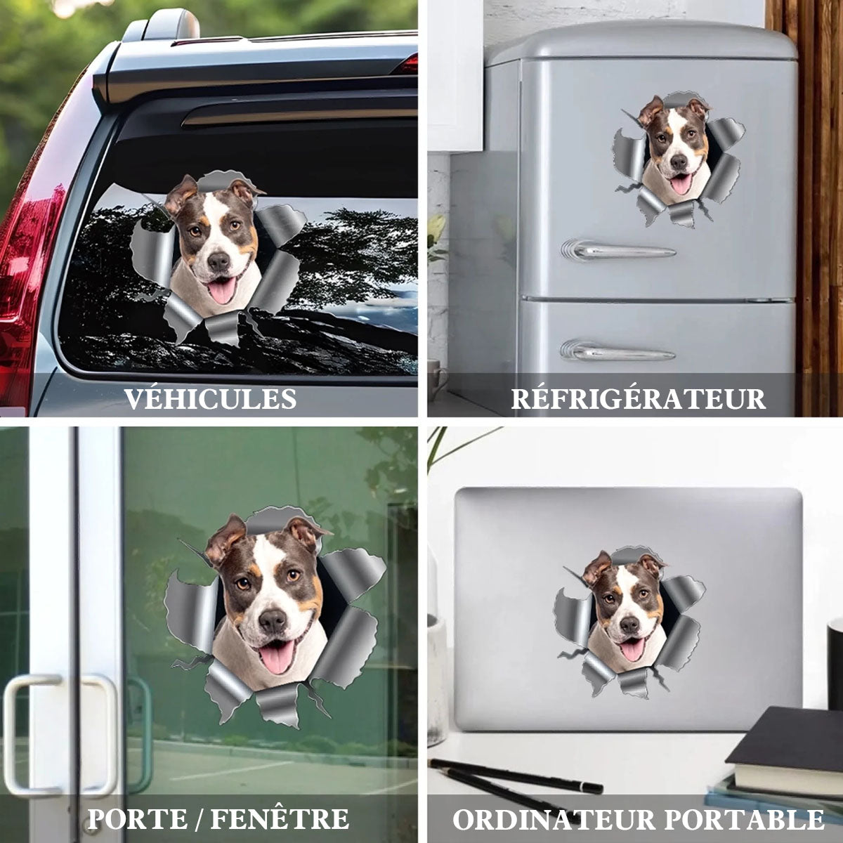 Autocollant Percé en Métal avec Photo de Chien – Design Unique