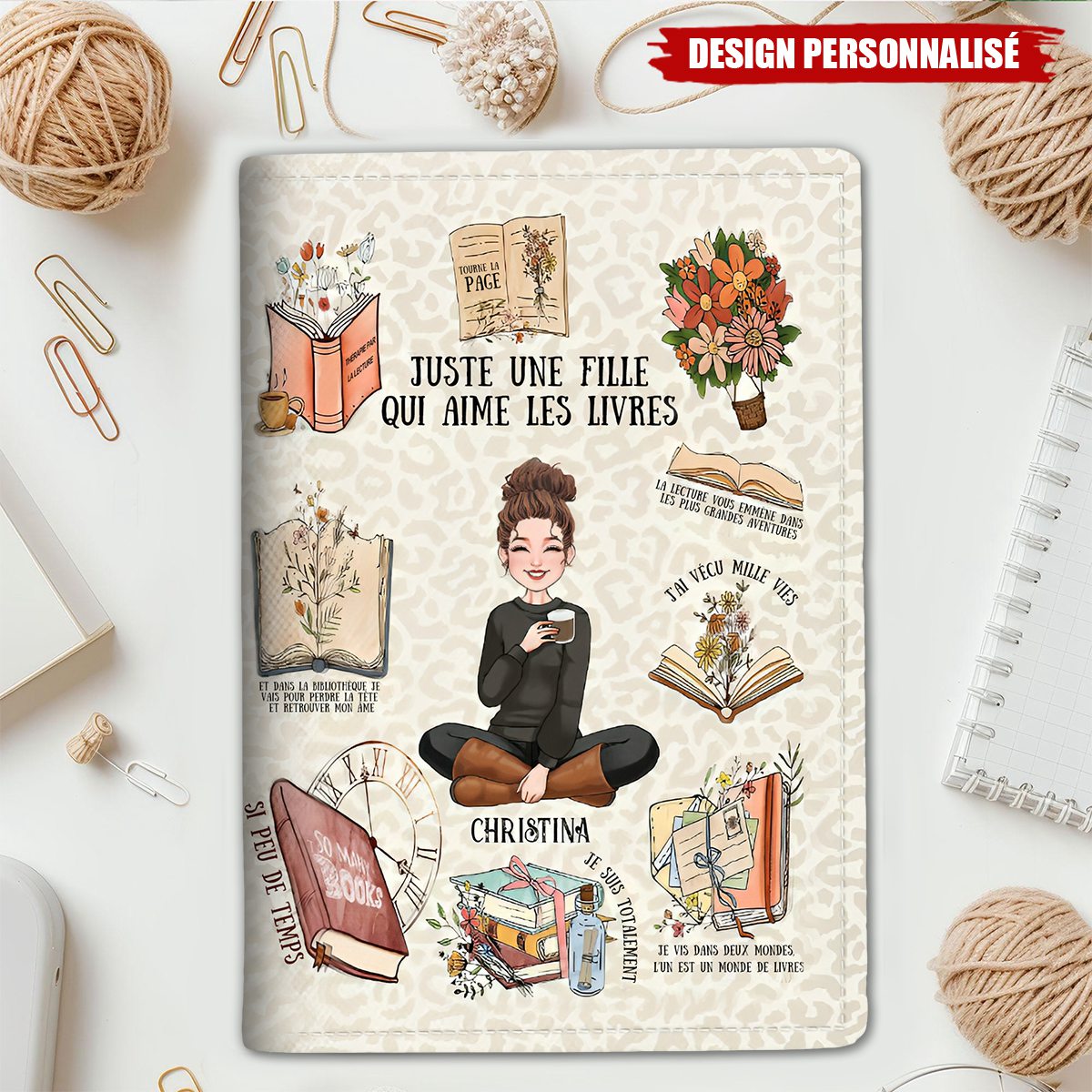 Porte-Passeport Personnalisé – Juste une Fille qui Aime les Livres
