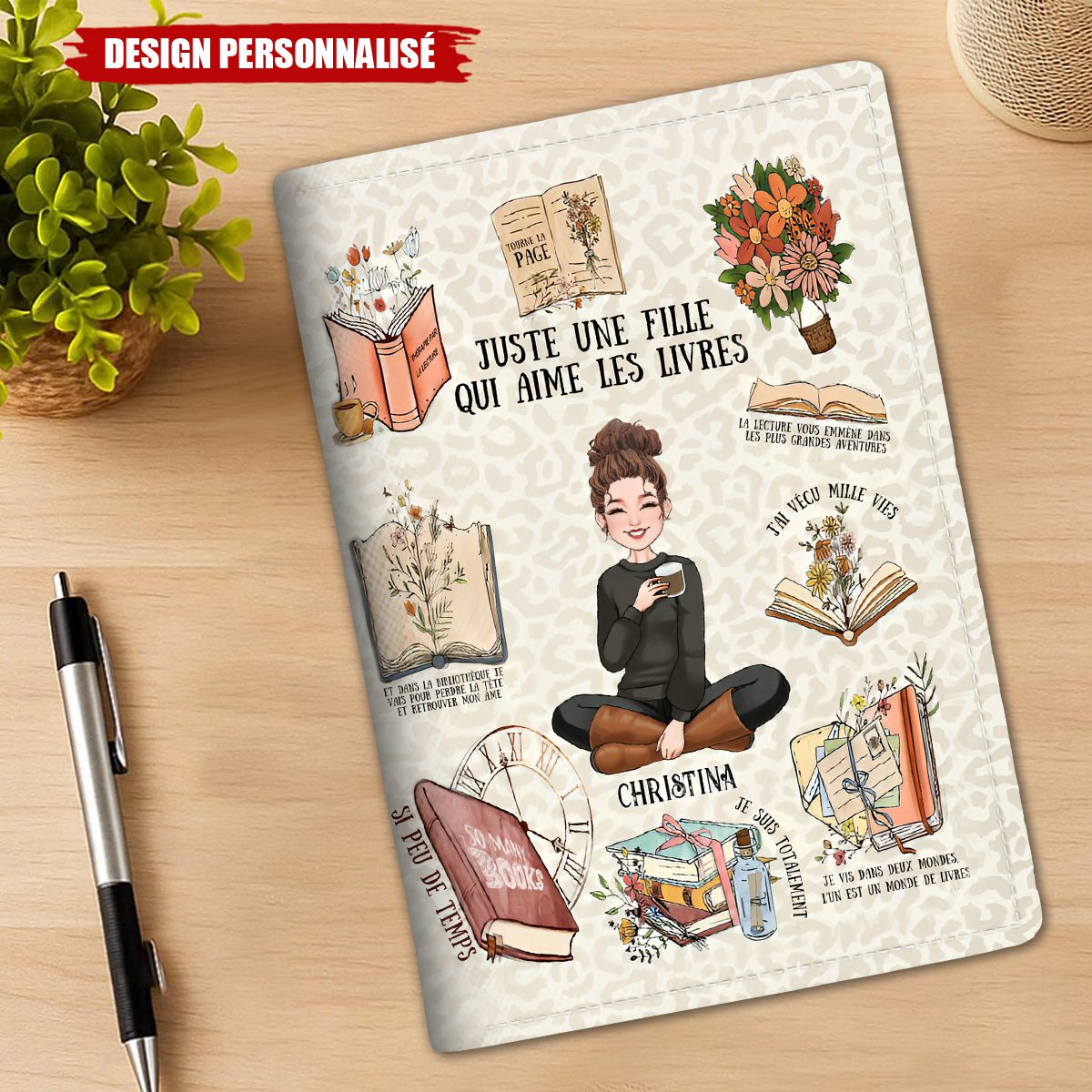 Porte-Passeport Personnalisé – Juste une Fille qui Aime les Livres