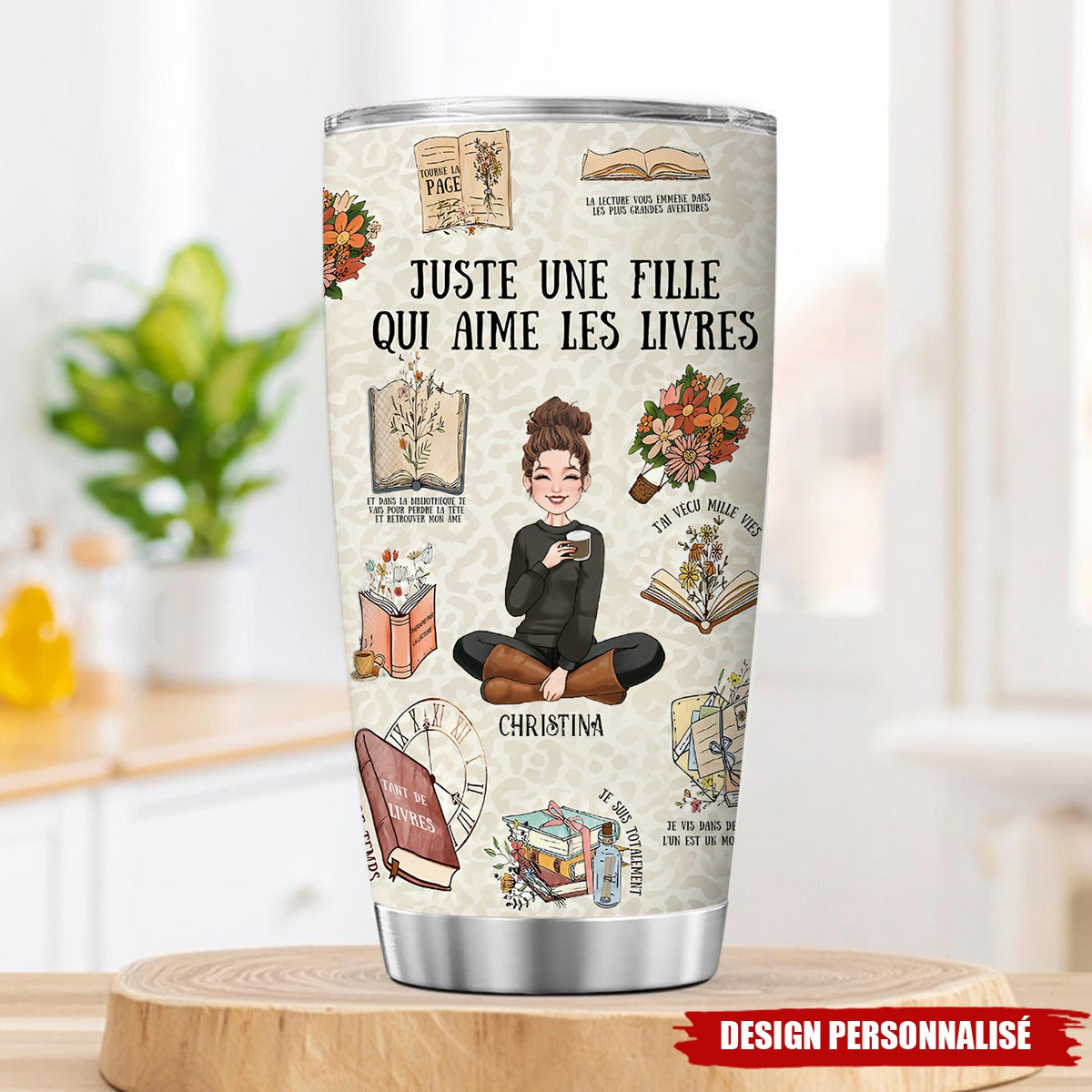 Gobelet Isotherme Personnalisé – Juste une Fille qui Aime les Livres