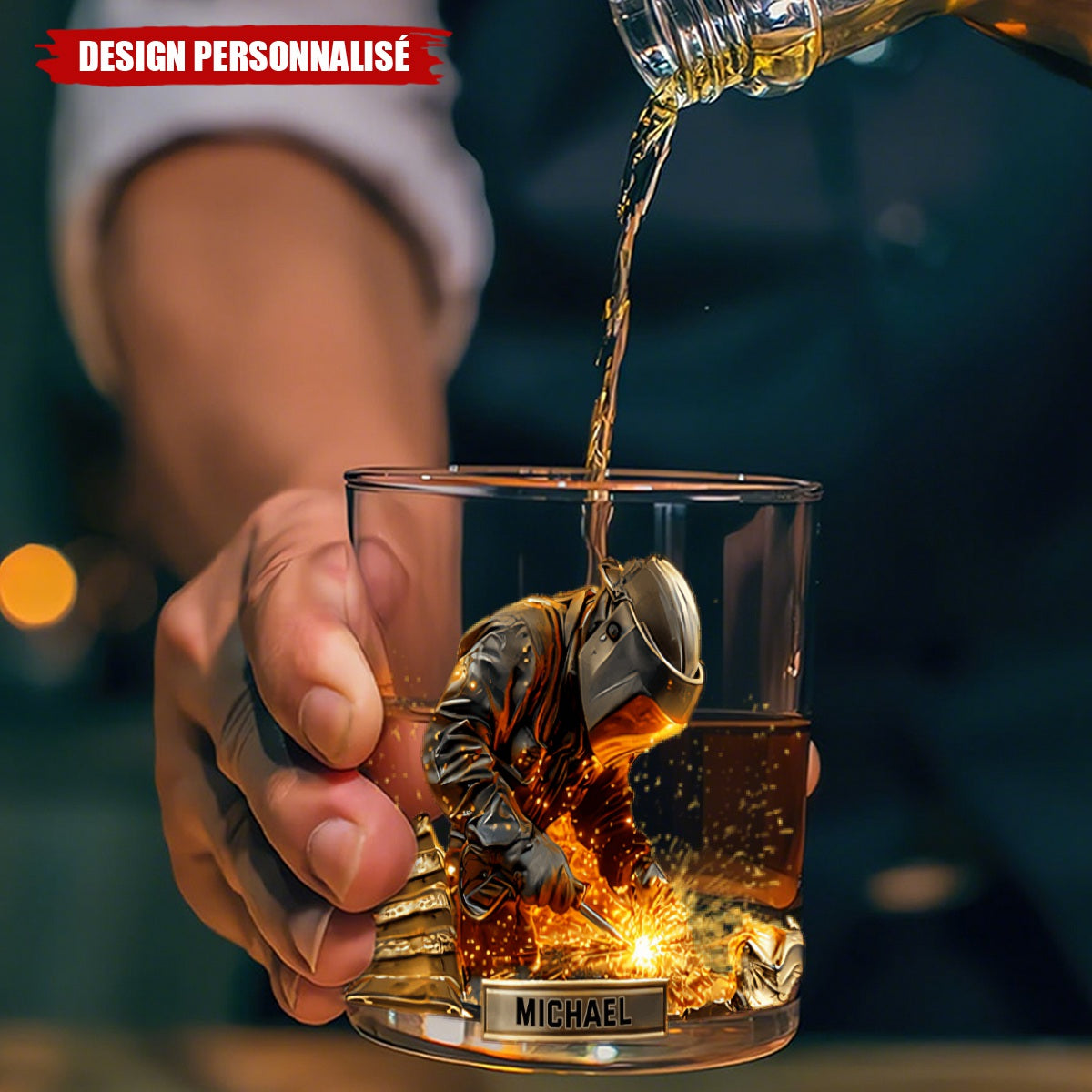 Verre à Whisky Personnalisé – Soudeur Puissant  avec Nom Gravé