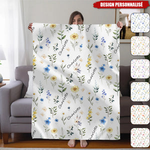 Couverture Personnalisée à Motifs Floraux – Cadeau Doux et Élégant pour Enfants, Bébés ou Adultes