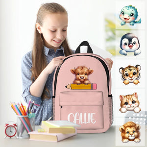 Sac à dos enfant personnalisé avec motif animal mignon – Cartable avec prénom