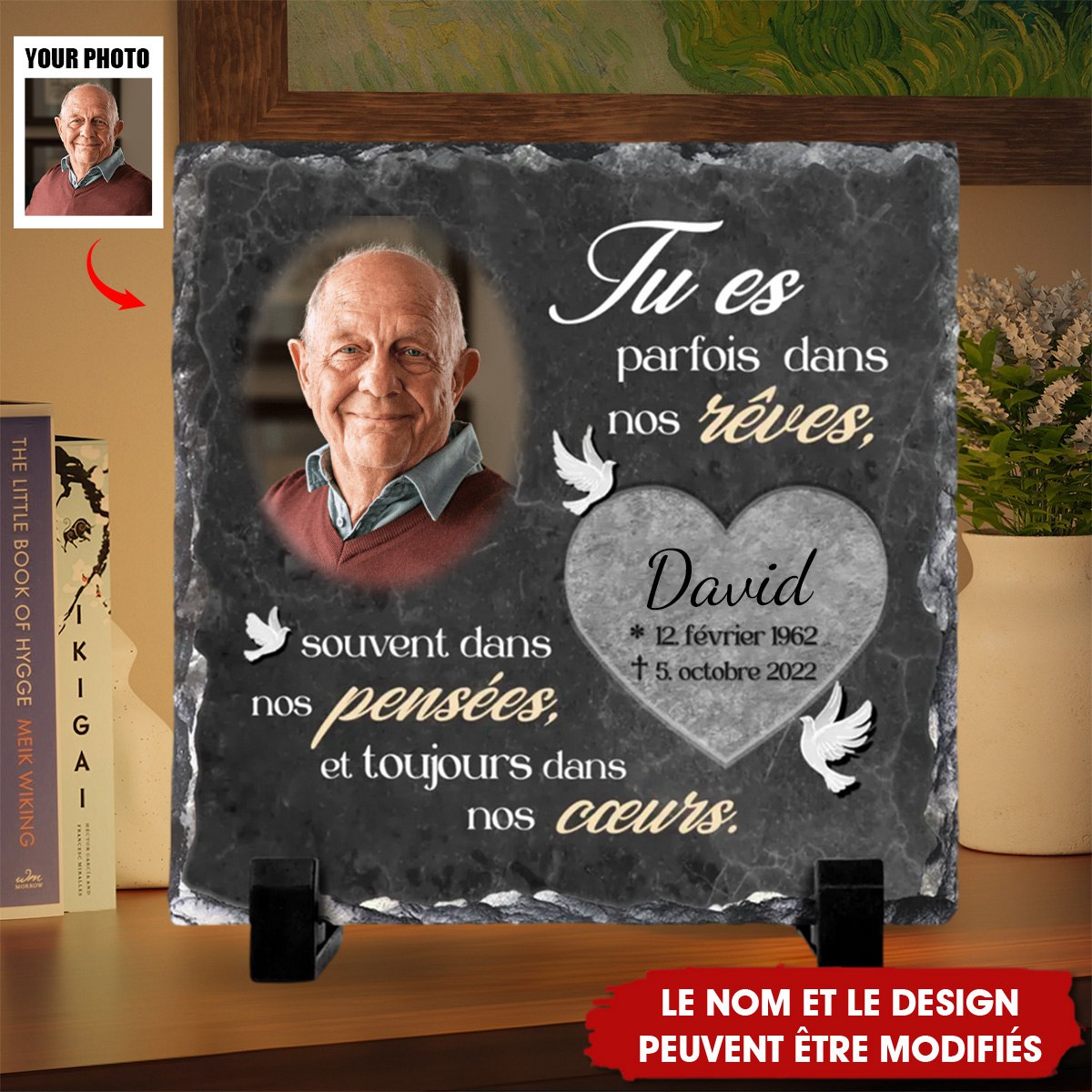 Plaque Commémorative Personnalisée en Ardoise - Hommage à un Être Cher