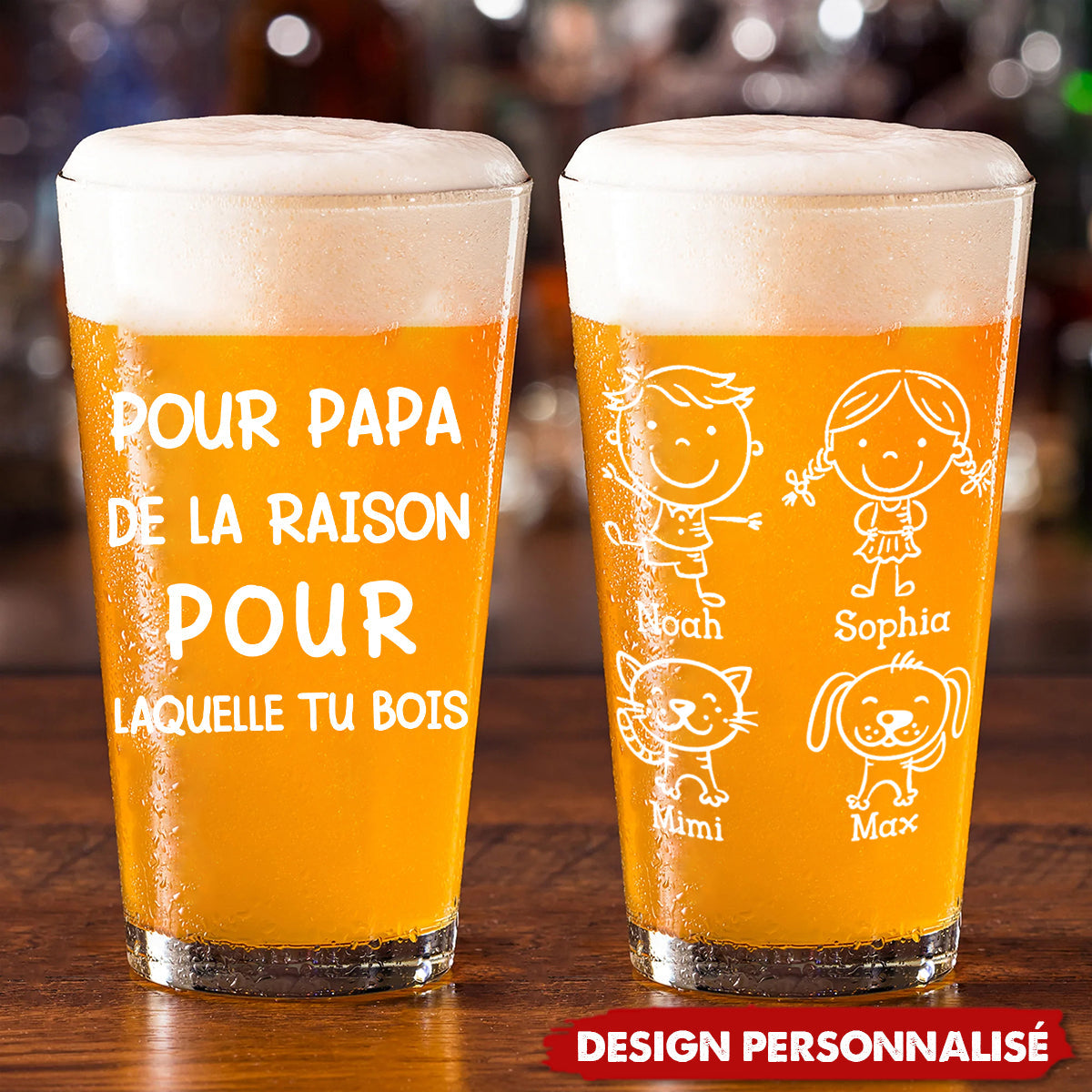 Pour Papa, la Raison pour Laquelle Tu Bois  Verre à bière personnalisé- Cadeau de fête des pères pour papa