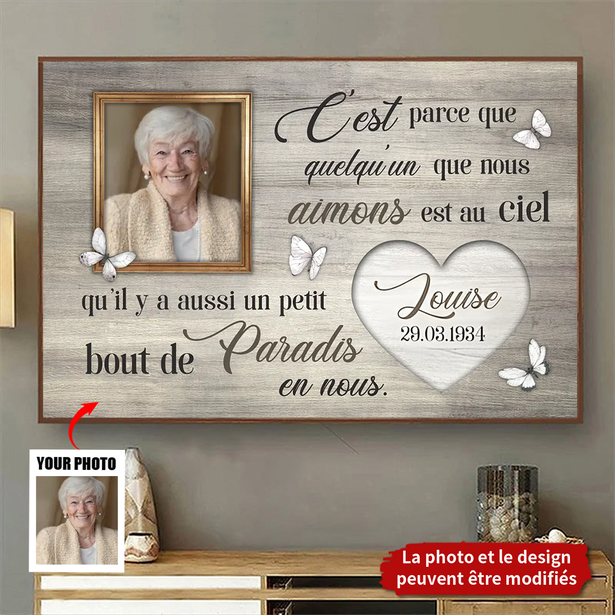 Plaque Mémoriale Personnalisée avec Photo - Un Petit Bout de Paradis en Nous