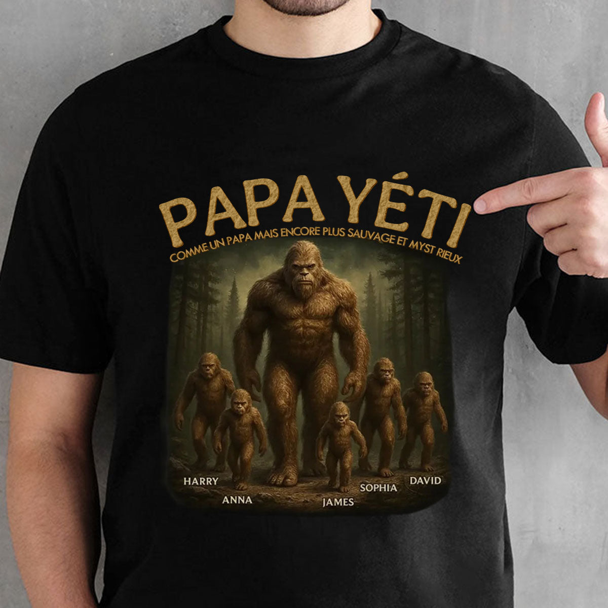 T-shirt personnalisé "Papa Yéti" – Comme un papa, mais encore plus sauvage et mystérieux