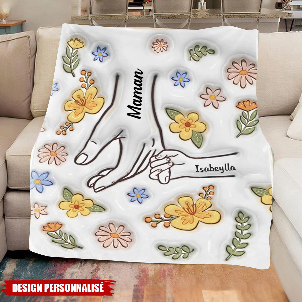 Le Lien d’Amour Éternel – Couverture Famille avec Prénoms Personnalisés