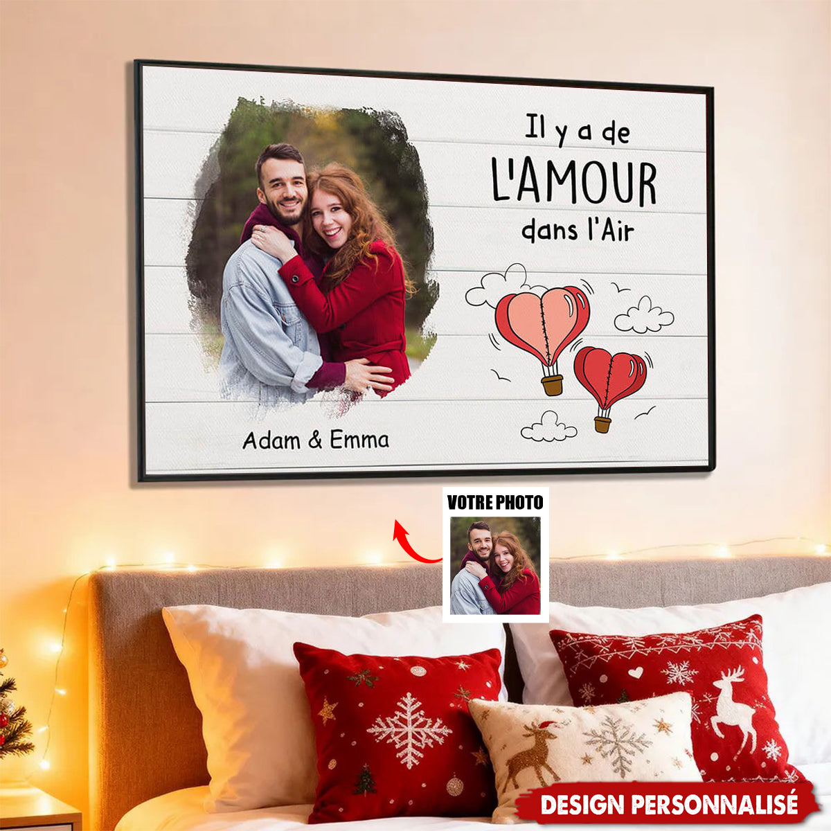 Affiche Personnalisée Couple avec Photo – Il y a de l'Amour dans l'Air
