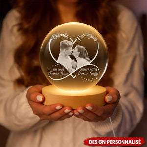 Lampe de nuit en cristal personnalisée pour couple - Cadeau d’amour inoubliable