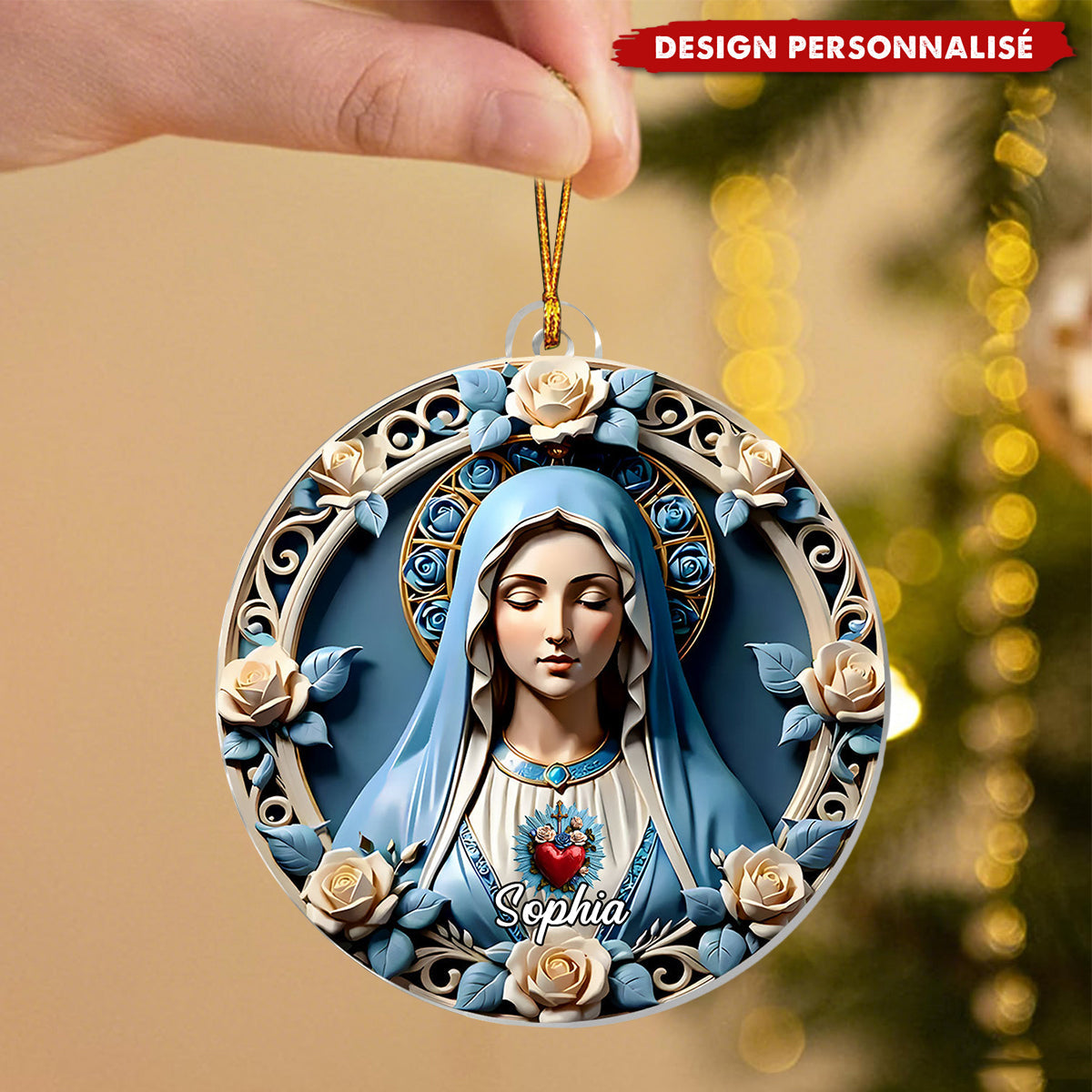 Ornement de Noël Personnalisé - Cœur Sacré de Marie