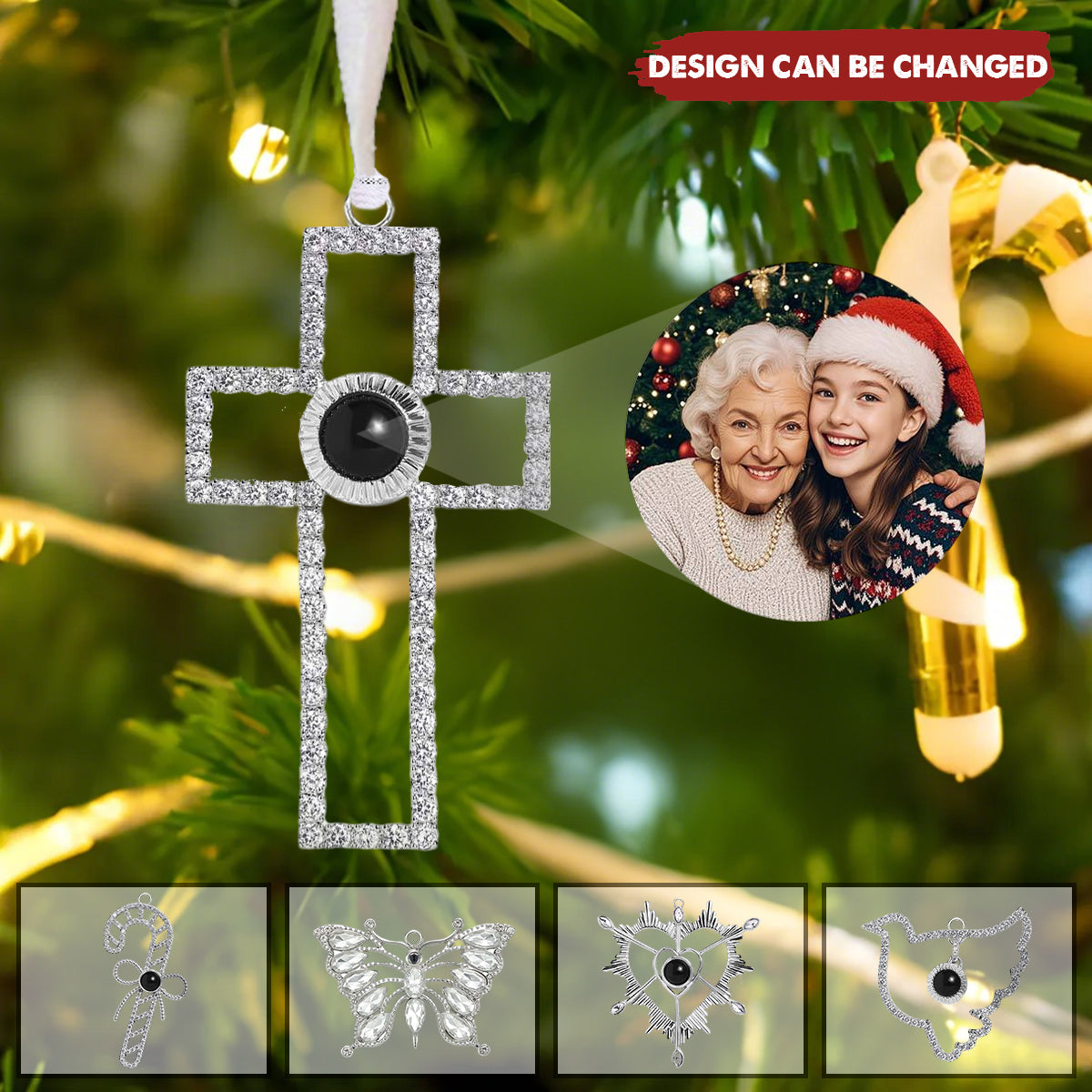 Ornement de Noël Scintillant Personnalisé – Ajoutez Votre Photo pour un Éclat Unique