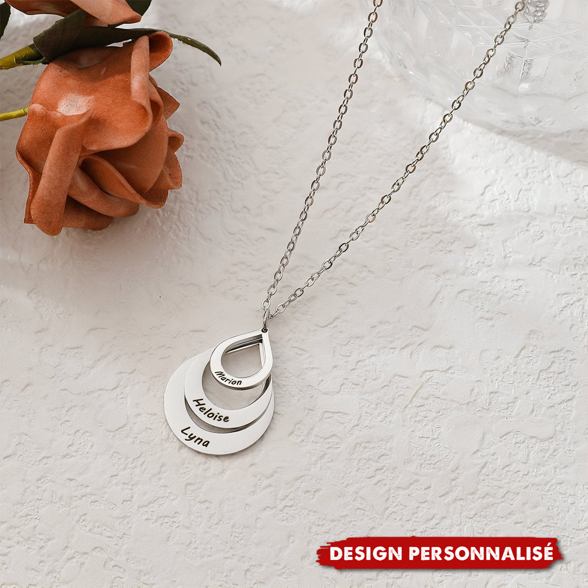 Collier Personnalisé Multi-Prénoms – Design Élégant en Gouttes